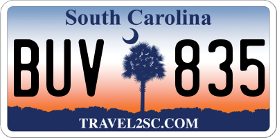 SC license plate BUV835