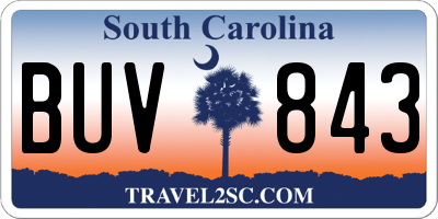SC license plate BUV843