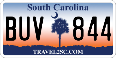 SC license plate BUV844