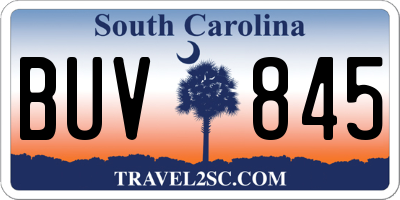 SC license plate BUV845