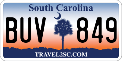 SC license plate BUV849