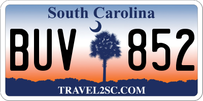 SC license plate BUV852