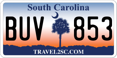 SC license plate BUV853