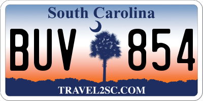 SC license plate BUV854
