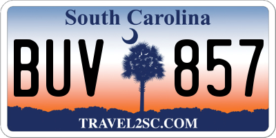 SC license plate BUV857