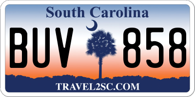 SC license plate BUV858