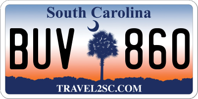 SC license plate BUV860
