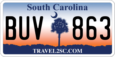 SC license plate BUV863