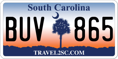 SC license plate BUV865