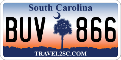 SC license plate BUV866