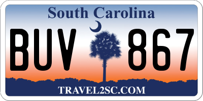 SC license plate BUV867