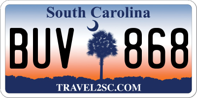 SC license plate BUV868