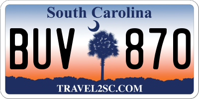 SC license plate BUV870