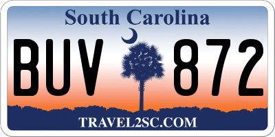 SC license plate BUV872