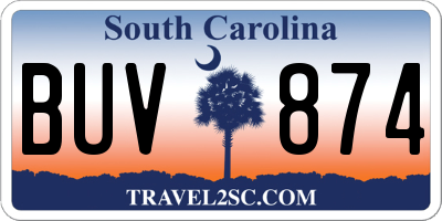 SC license plate BUV874