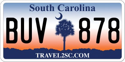 SC license plate BUV878