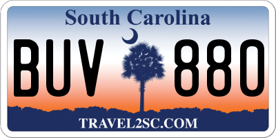 SC license plate BUV880