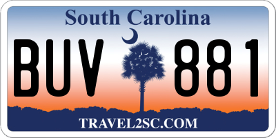 SC license plate BUV881