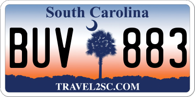 SC license plate BUV883
