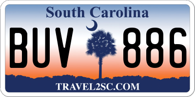 SC license plate BUV886