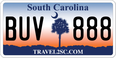 SC license plate BUV888
