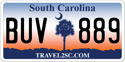 SC license plate BUV889