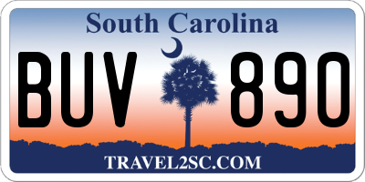 SC license plate BUV890