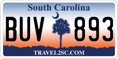 SC license plate BUV893