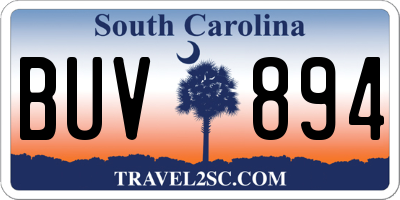 SC license plate BUV894