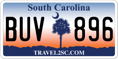 SC license plate BUV896