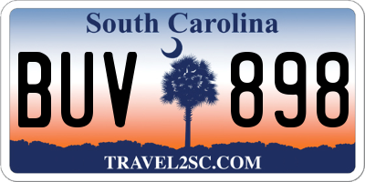 SC license plate BUV898