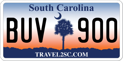 SC license plate BUV900