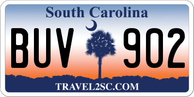 SC license plate BUV902