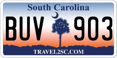 SC license plate BUV903