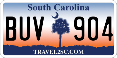 SC license plate BUV904