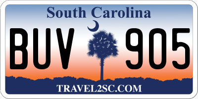 SC license plate BUV905