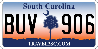 SC license plate BUV906