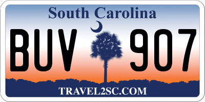 SC license plate BUV907