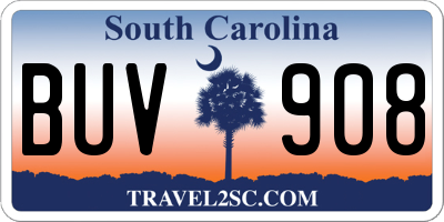 SC license plate BUV908