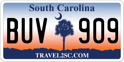 SC license plate BUV909