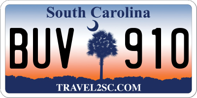 SC license plate BUV910