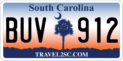 SC license plate BUV912