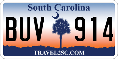 SC license plate BUV914