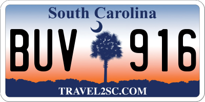 SC license plate BUV916