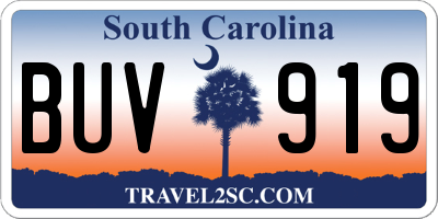 SC license plate BUV919
