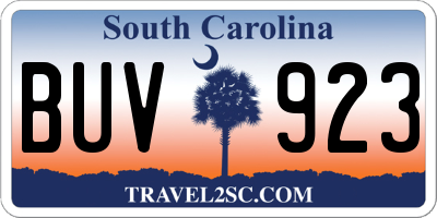 SC license plate BUV923