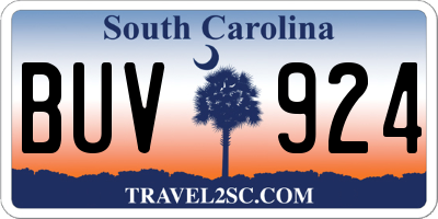 SC license plate BUV924