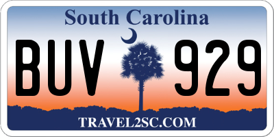 SC license plate BUV929