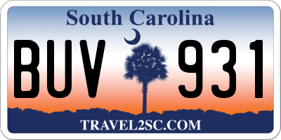 SC license plate BUV931