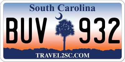 SC license plate BUV932